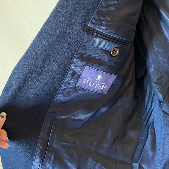 NWOT Stafford Camel Hair Blue Blazer Size 44R - Picture 7 of 10